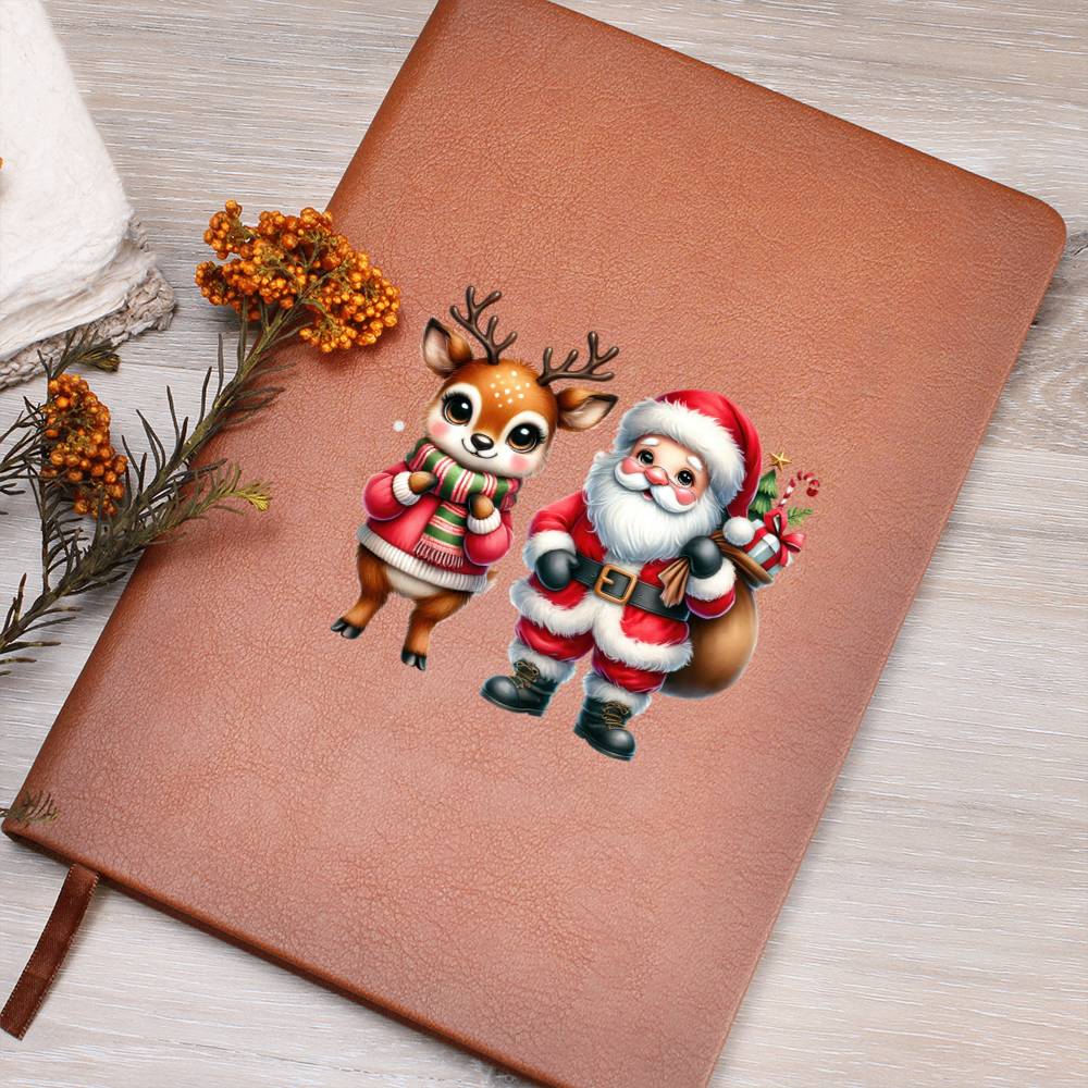 Cute Christmas Reindeer 014 - Vegan Leather Journal