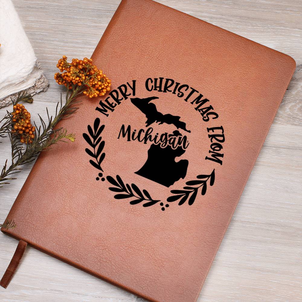 Merry Christmas From Michigan - Vegan Leather Journal