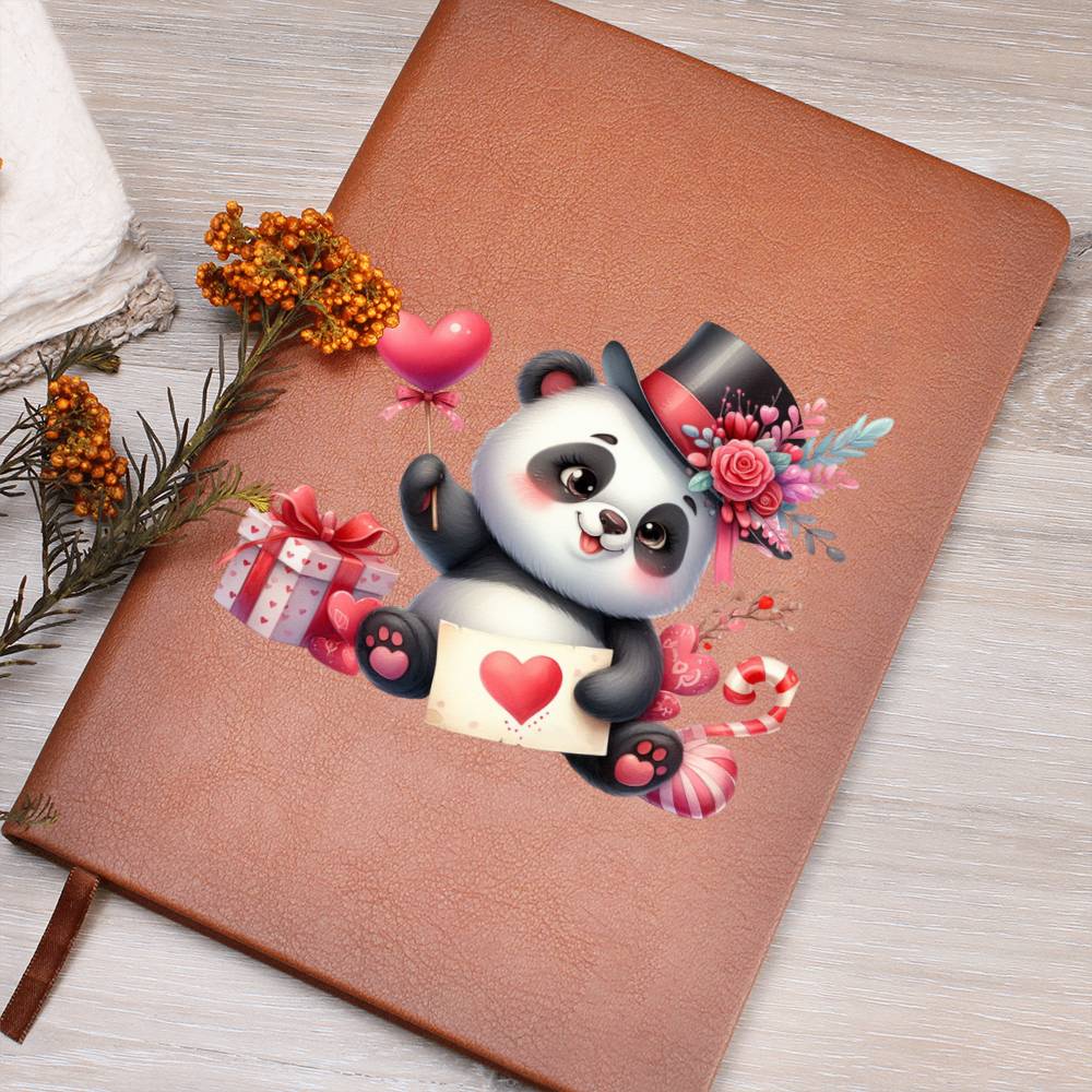 Valentine's Day Panda 011 - Vegan Leather Journal