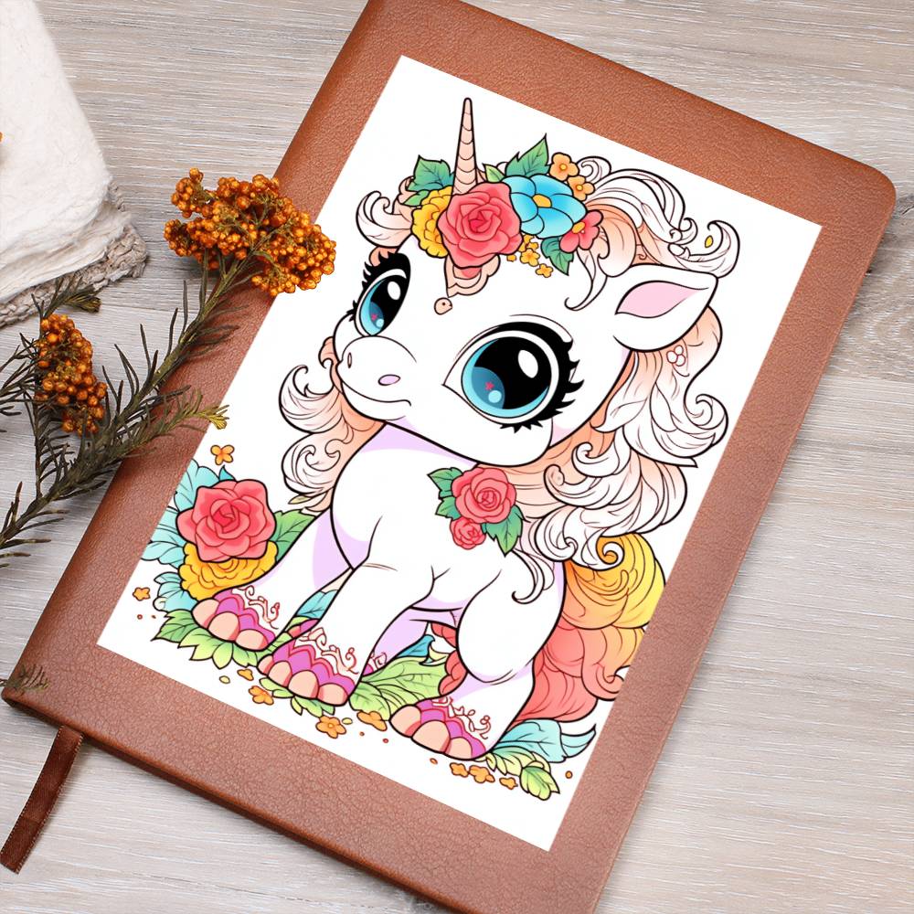 Cute Unicorn 086 - Vegan Leather Journal