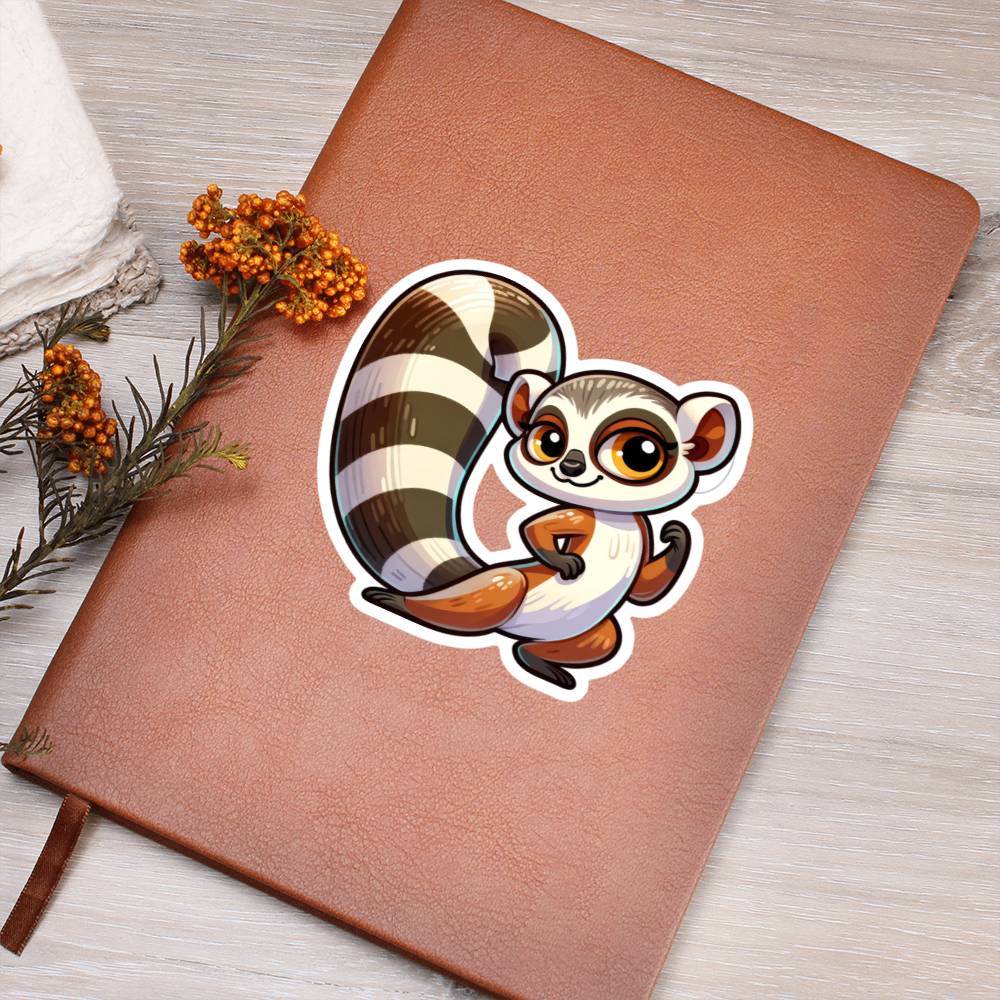 Cute Ringtail lemur sticker 133 - Vegan Leather Journal