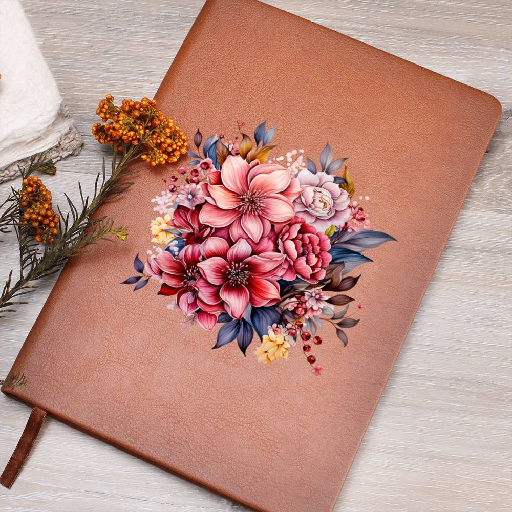 Floral Flower Wreath 110 - Vegan Leather Journal