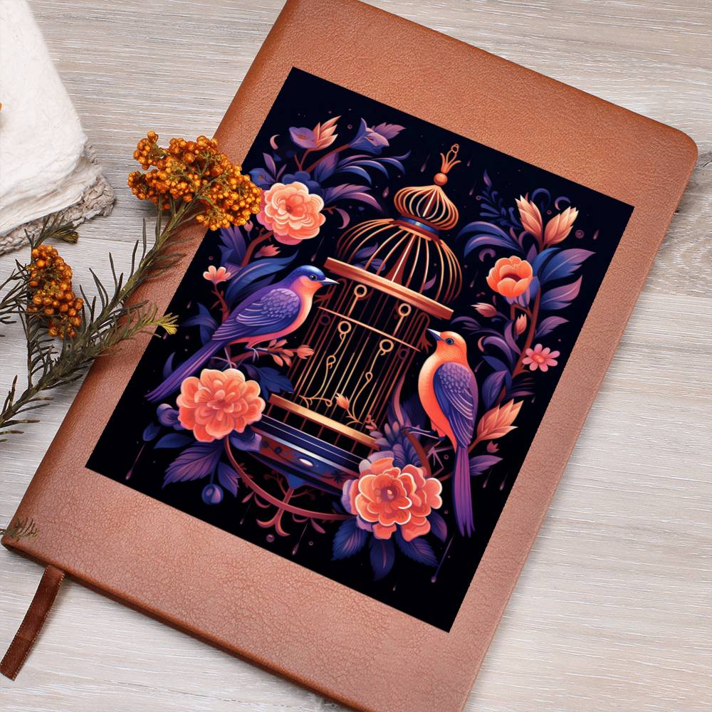 Birds And Floral Design 142 - Vegan Leather Journal
