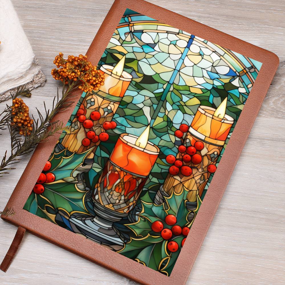 Christmas Stained Glass Design 021 - Vegan Leather Journal