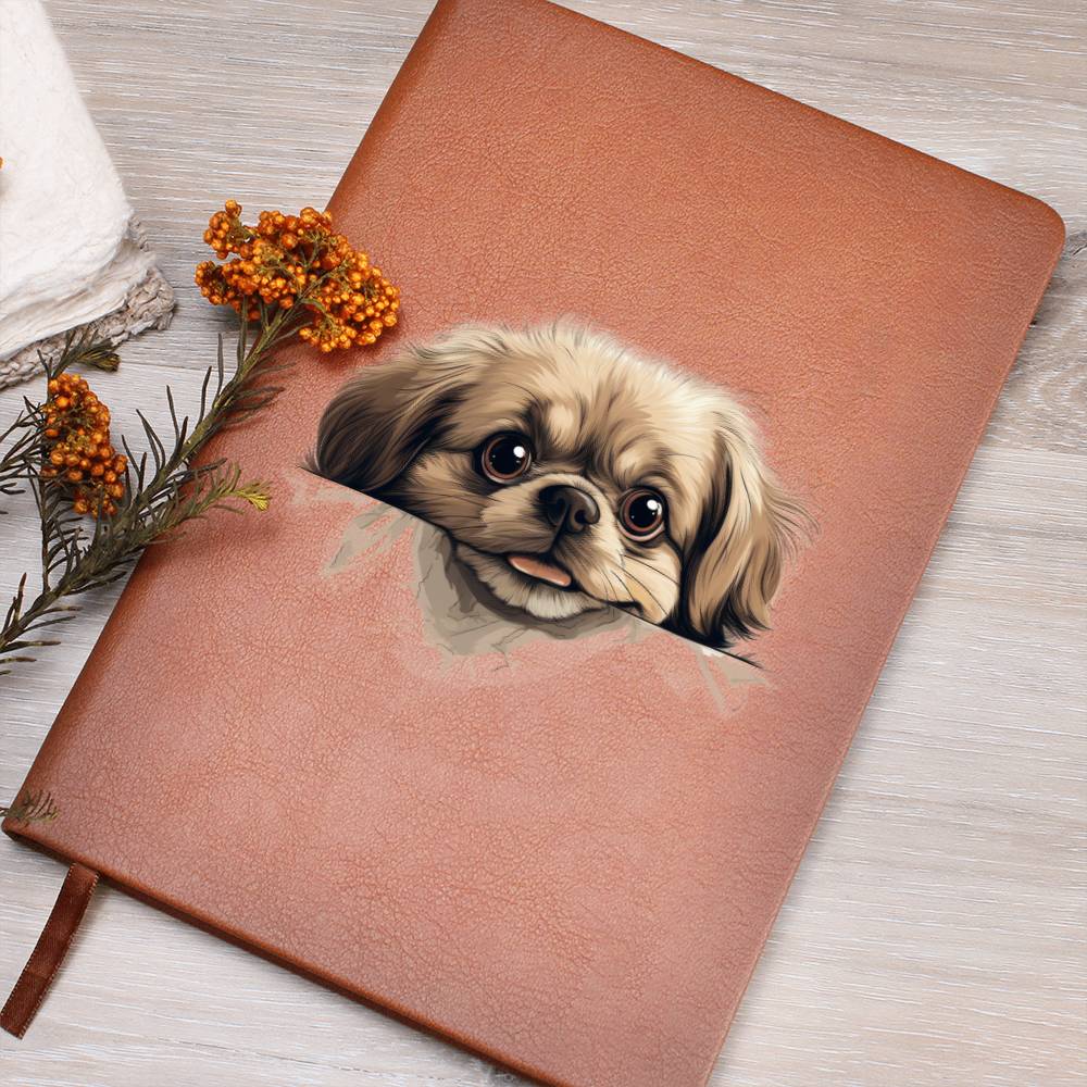 Pekingese Peeking - Vegan Leather Journal