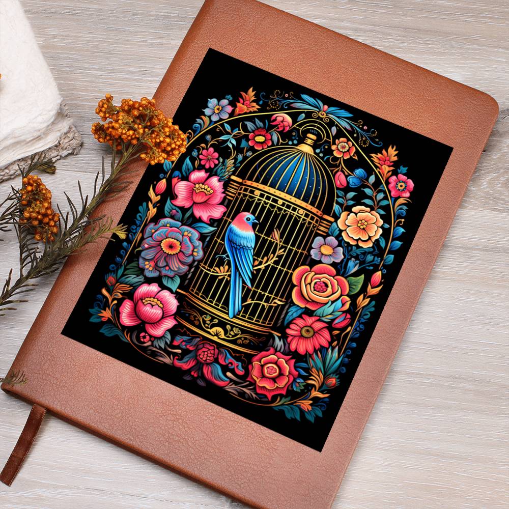 Birds And Floral Design 107 - Vegan Leather Journal