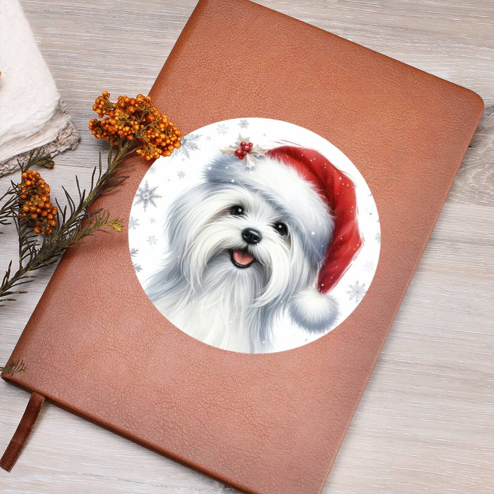 Christmas Dog - Maltese - Vegan Leather Journal