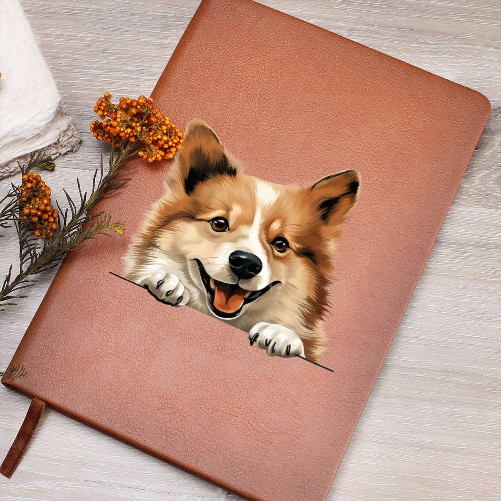 Icelandic Sheepdog Peeking - Vegan Leather Journal