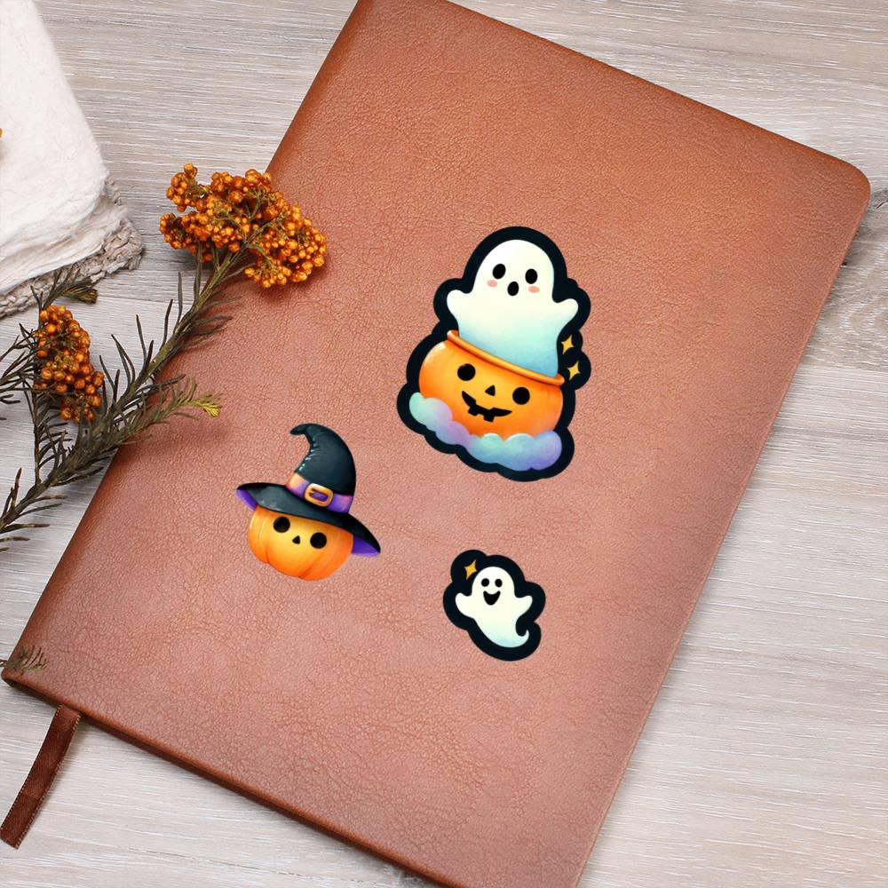 Cute Halloween Sticker 102 - Vegan Leather Journal