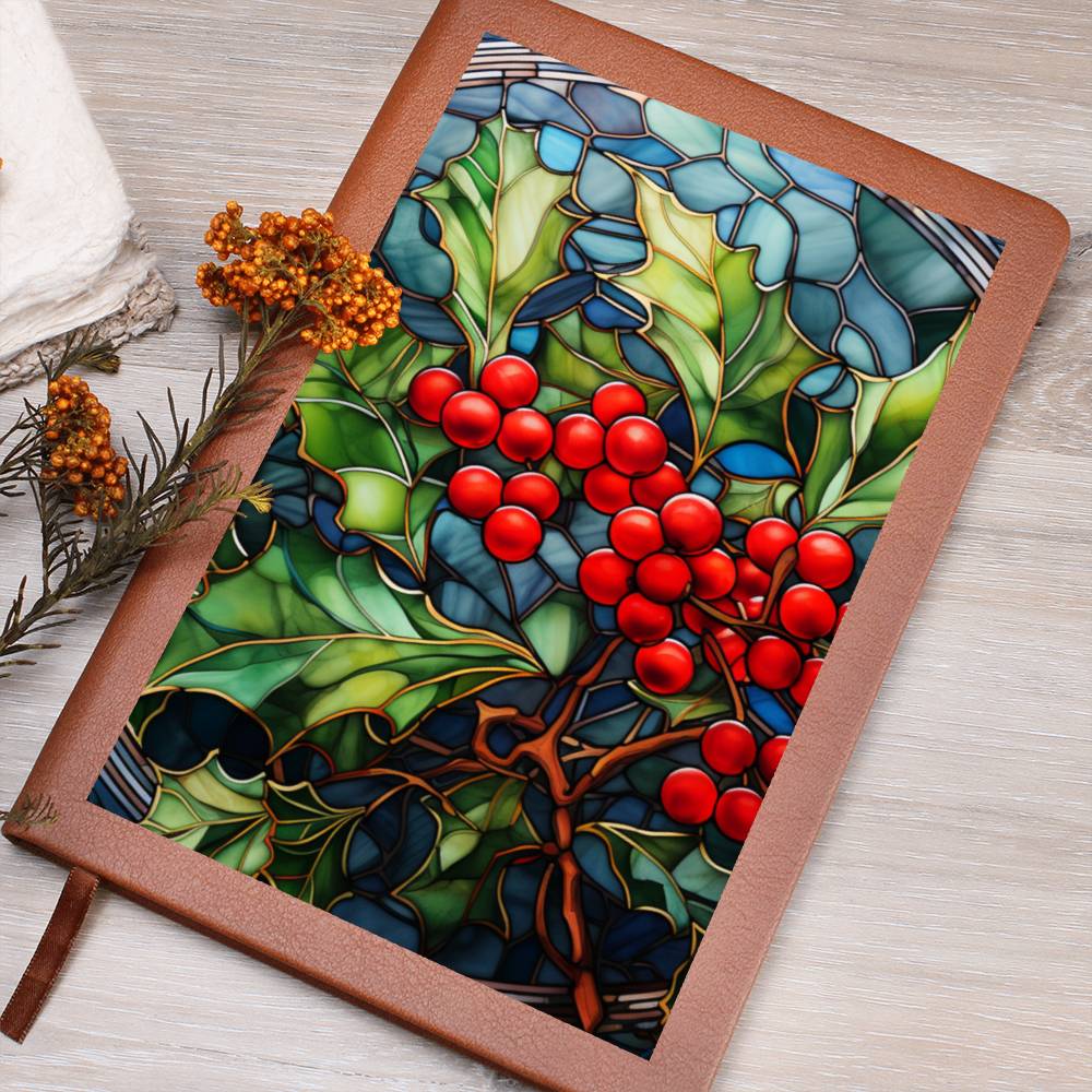 Christmas Stained Glass Design 031 - Vegan Leather Journal