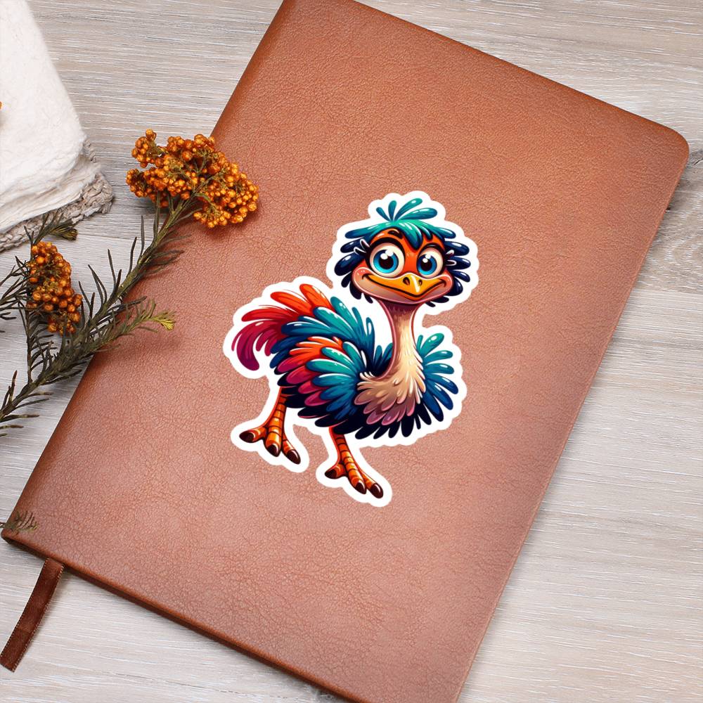 Cute Ostrich sticker 111 - Vegan Leather Journal