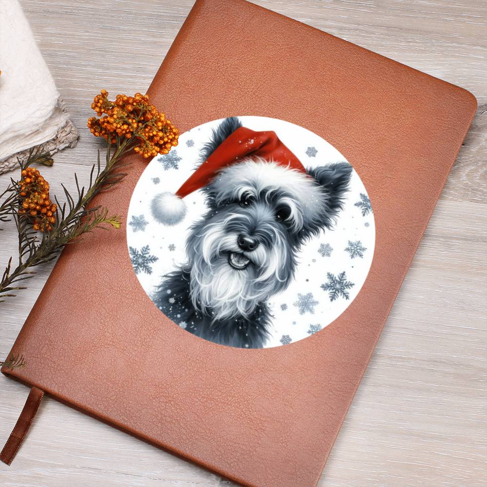 Christmas Dog - Kerry Blue Terrier - Vegan Leather Journal