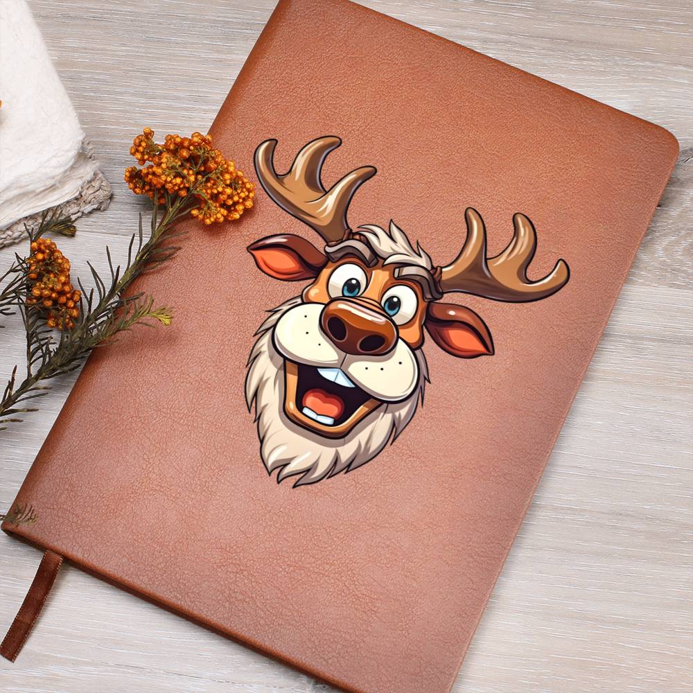 Funny Reindeer Face 08 - Vegan Leather Journal