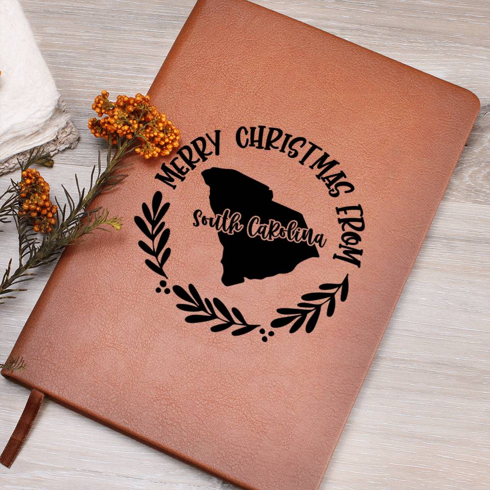 Merry Christmas From South Carolina - Vegan Leather Journal