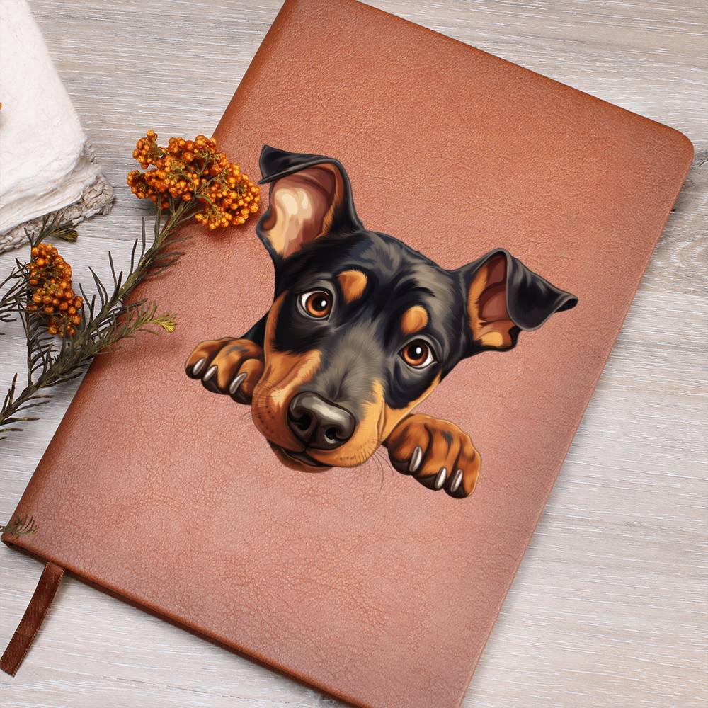 Doberman Pinscher Peeking - Vegan Leather Journal