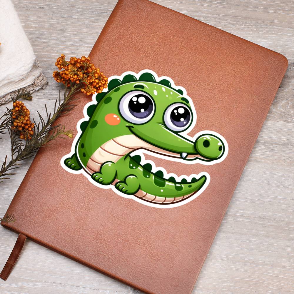Cute Gharial sticker 57 - Vegan Leather Journal