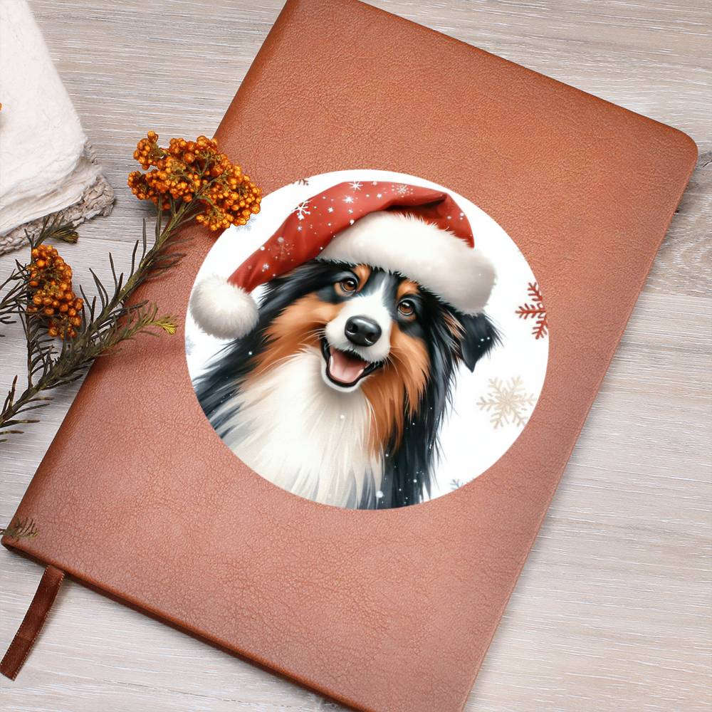 Christmas Dog - Miniature American Shepherd - Vegan Leather Journal