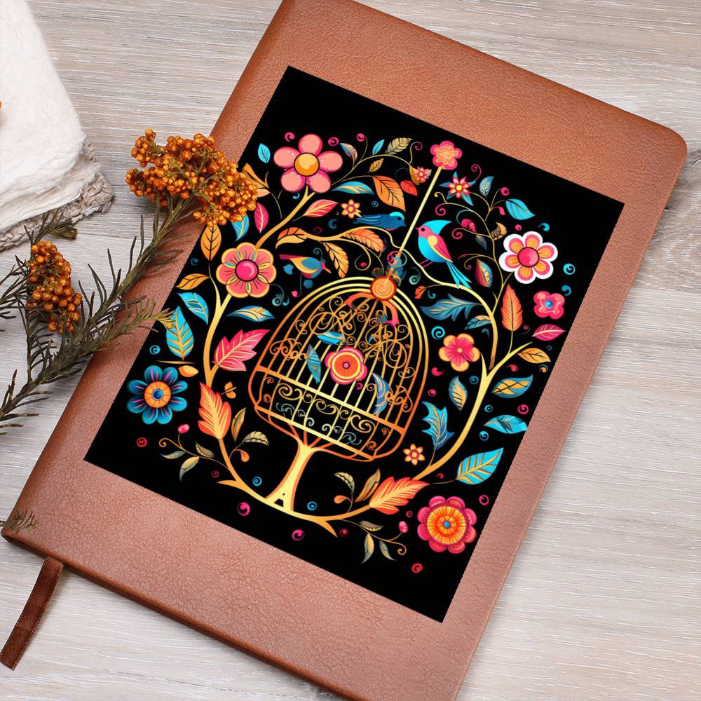 Birds And Floral Design 165 - Vegan Leather Journal
