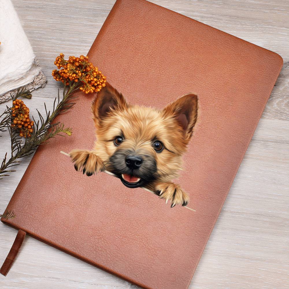 Norwich Terrier Peeking - Vegan Leather Journal