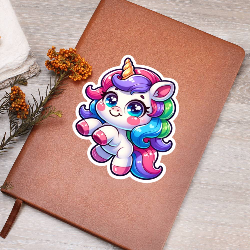 Cute Unicorn sticker 194 - Vegan Leather Journal