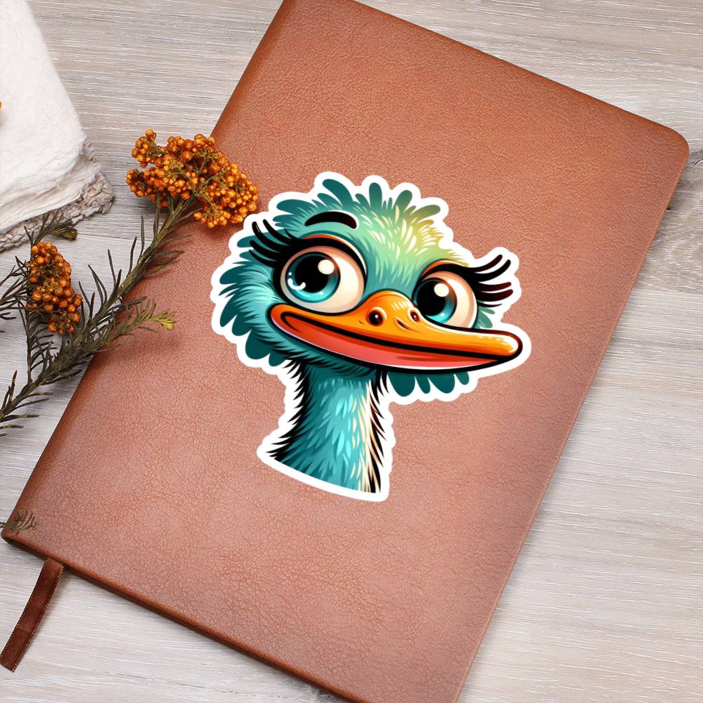 Cute Ostrich sticker 112 - Vegan Leather Journal