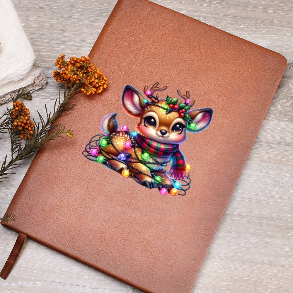Cute Christmas Reindeer 027 - Vegan Leather Journal
