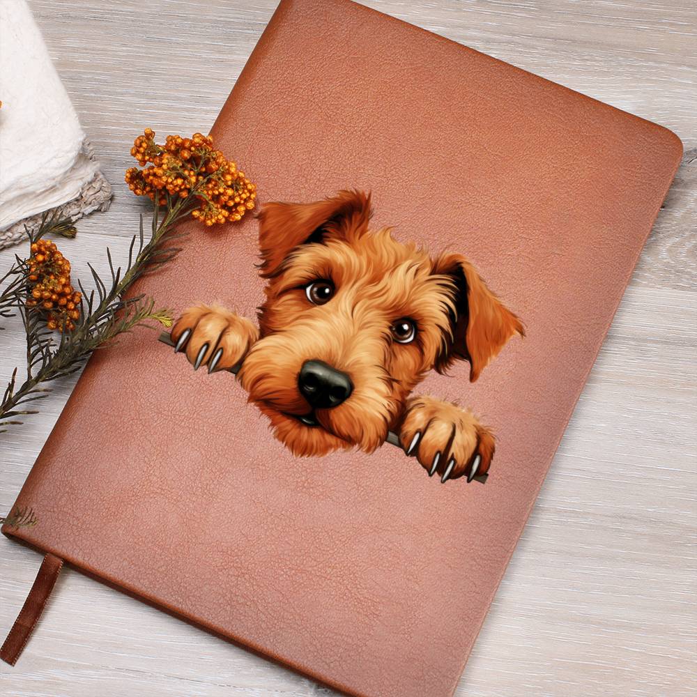Irish Terrier Peeking - Vegan Leather Journal