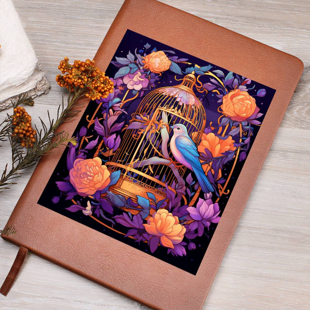 Birds And Floral Design 147 - Vegan Leather Journal