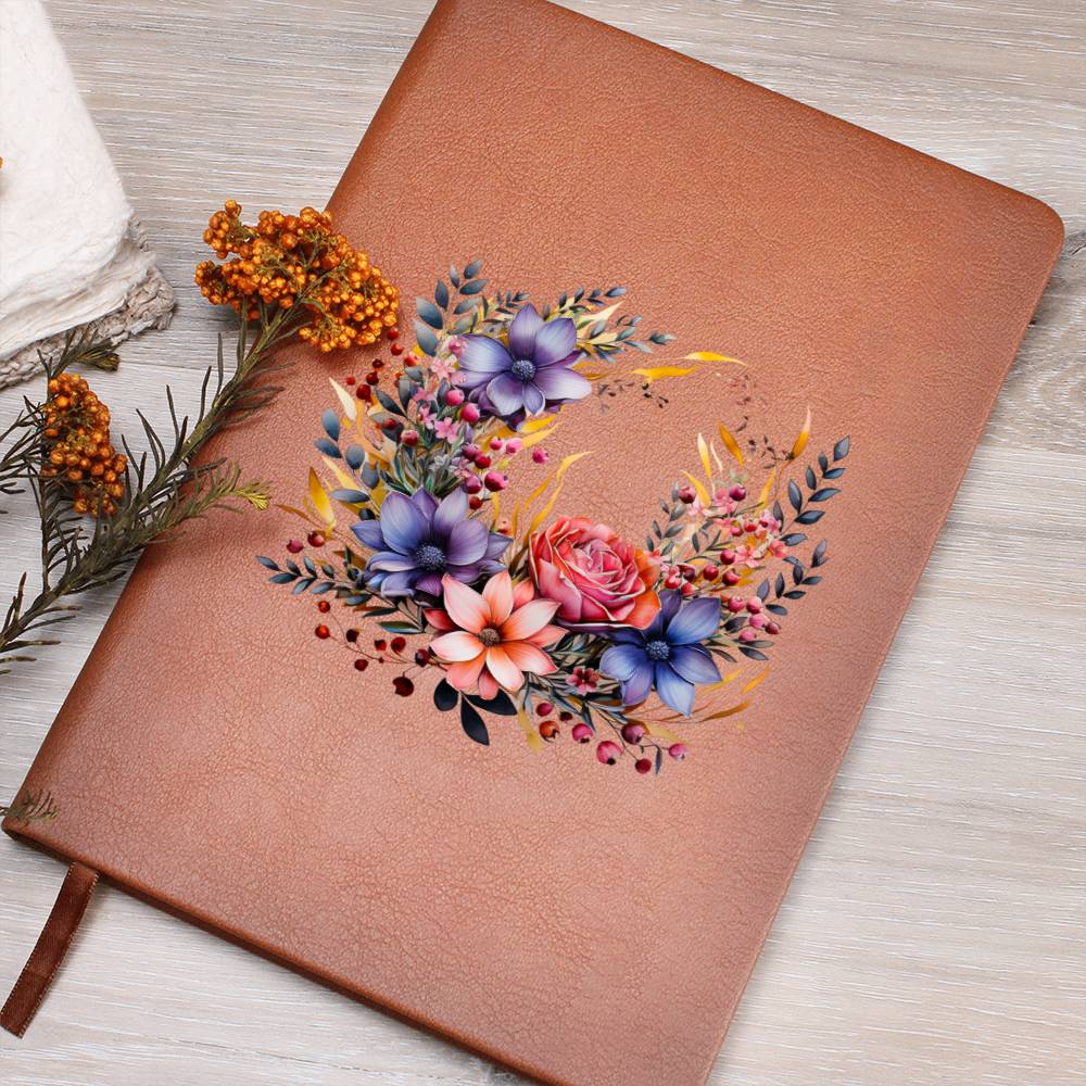 Floral Flower Wreath 135 - Vegan Leather Journal