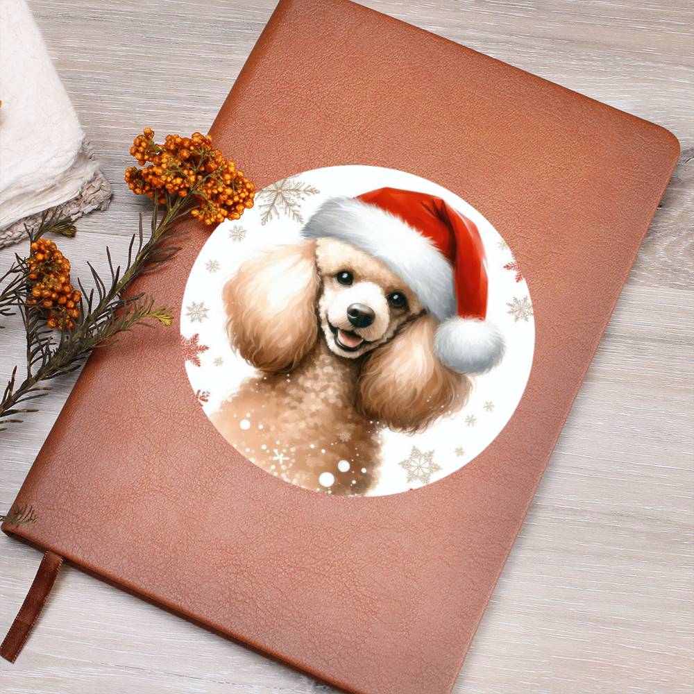Christmas Dog - Poodle - Vegan Leather Journal