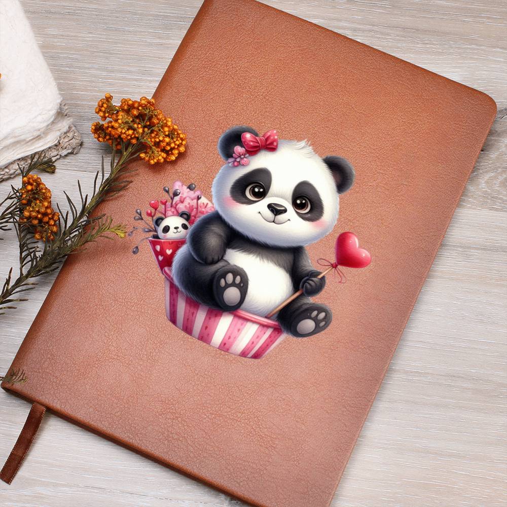 Valentine's Day Panda 001 - Vegan Leather Journal