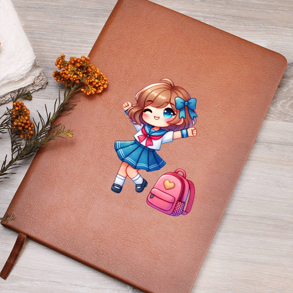 Cute Back to School Sticker 018 - Vegan Leather Journal