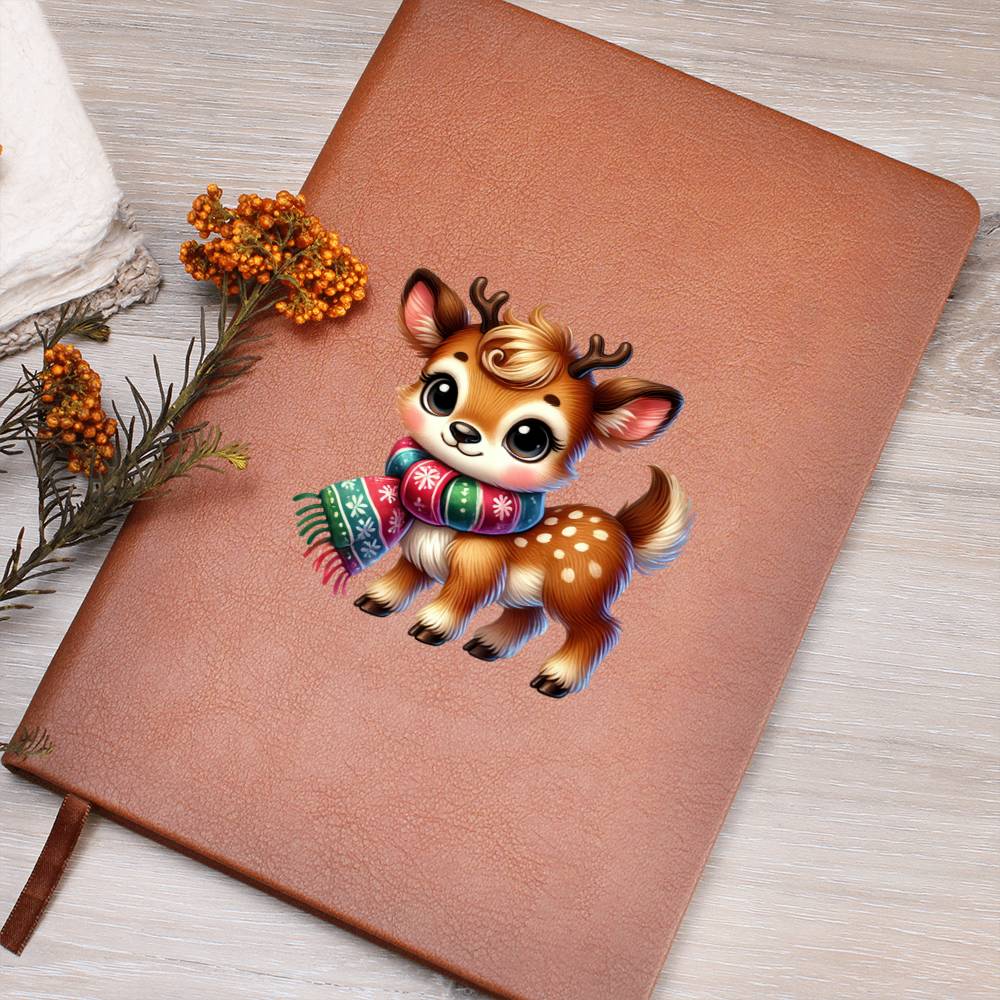 Cute Christmas Reindeer 009 - Vegan Leather Journal