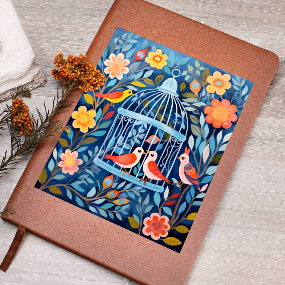 Birds And Floral Design 175 - Vegan Leather Journal