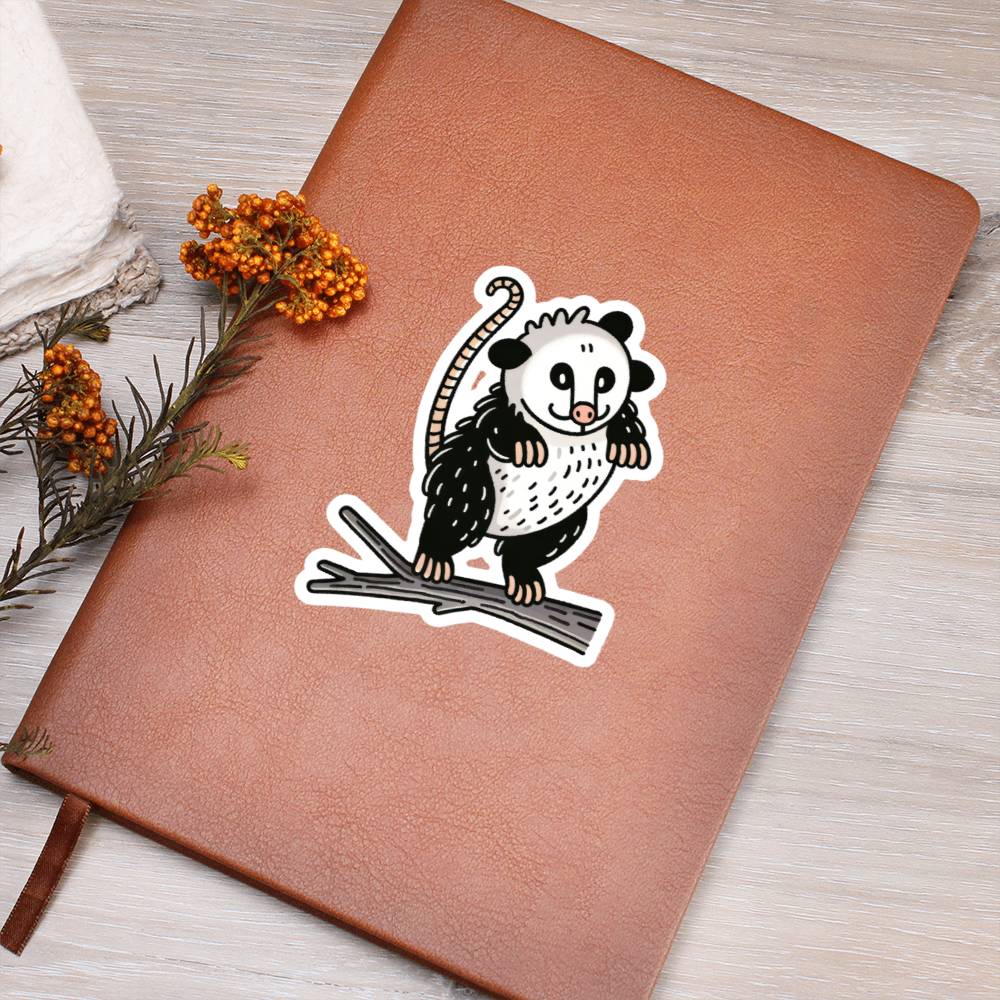 Cute Opossum sticker 108 - Vegan Leather Journal