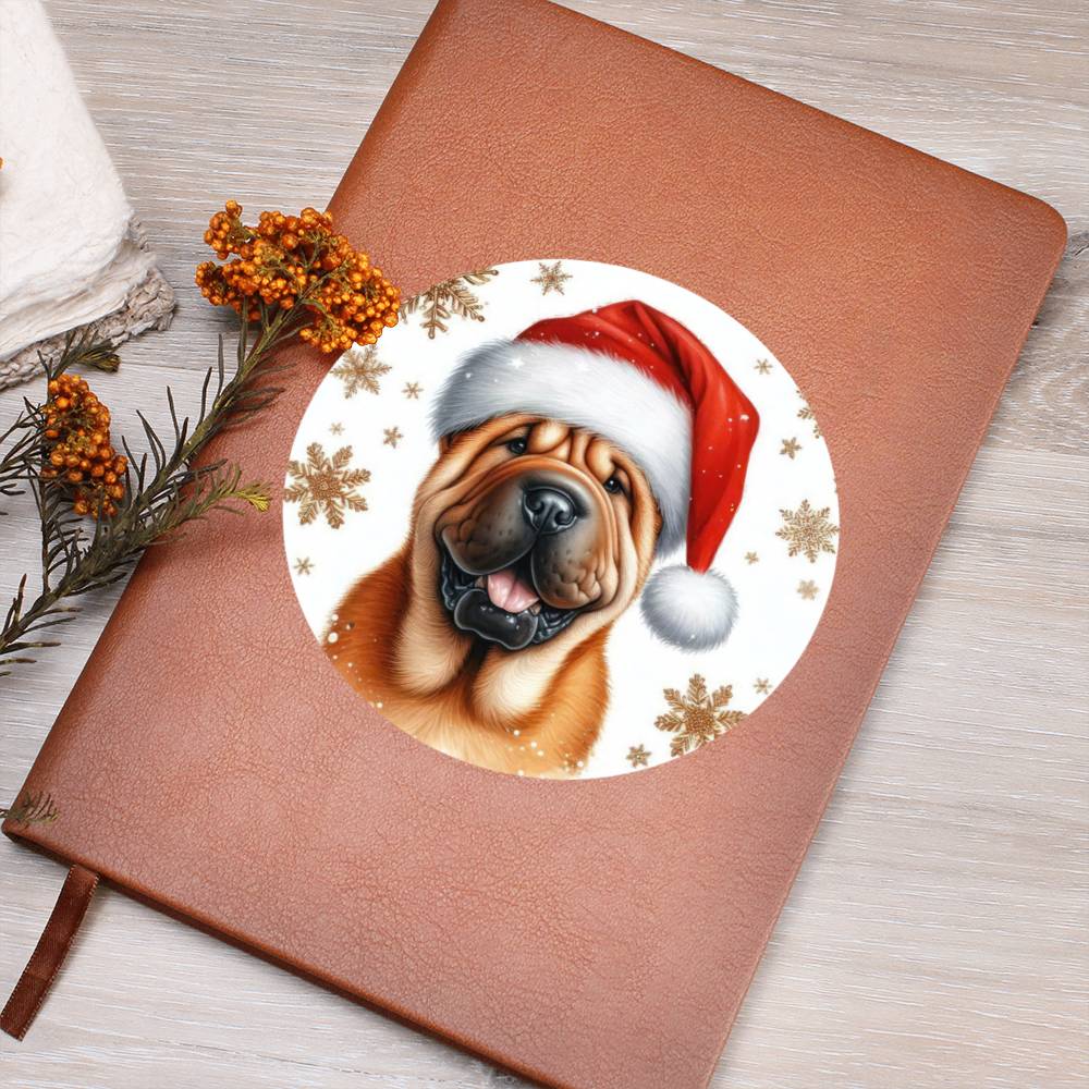 Christmas Dog - Shar-Pei - Vegan Leather Journal