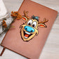 Funny Reindeer Face 14 - Vegan Leather Journal