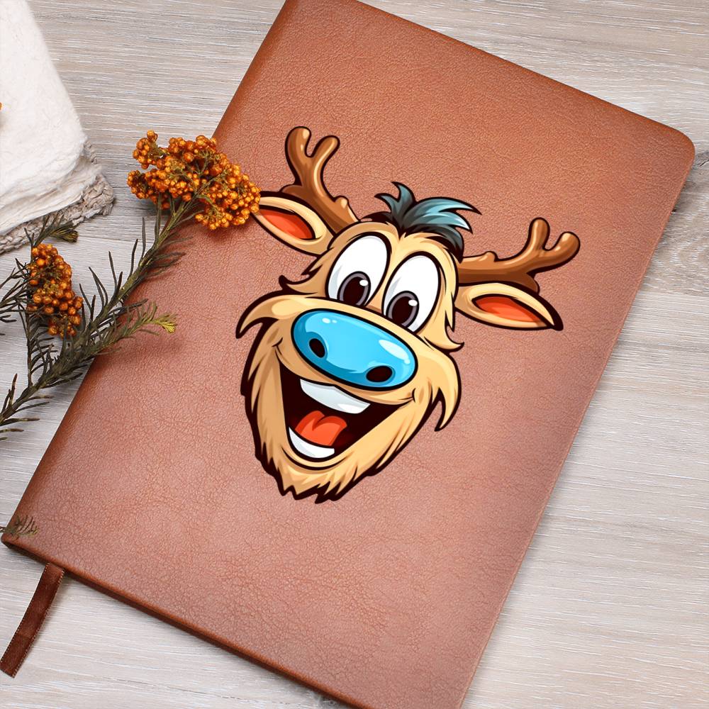Funny Reindeer Face 14 - Vegan Leather Journal