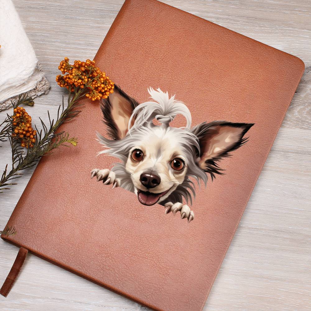 Chinese Crested Peeking - Vegan Leather Journal