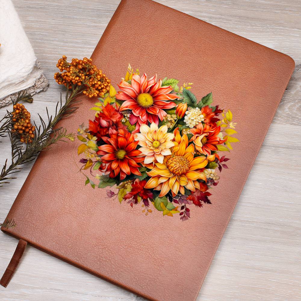 Floral Flower Wreath 094 - Vegan Leather Journal
