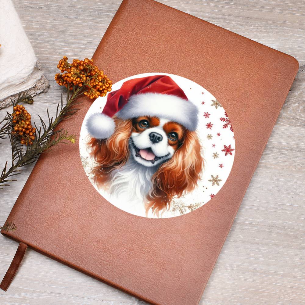 Christmas Dog - Cavalier King Charles Spaniel - Vegan Leather Journal