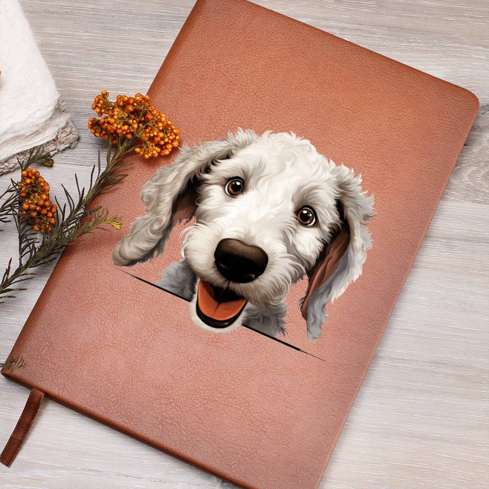 Bedlington Terrier Peeking - Vegan Leather Journal