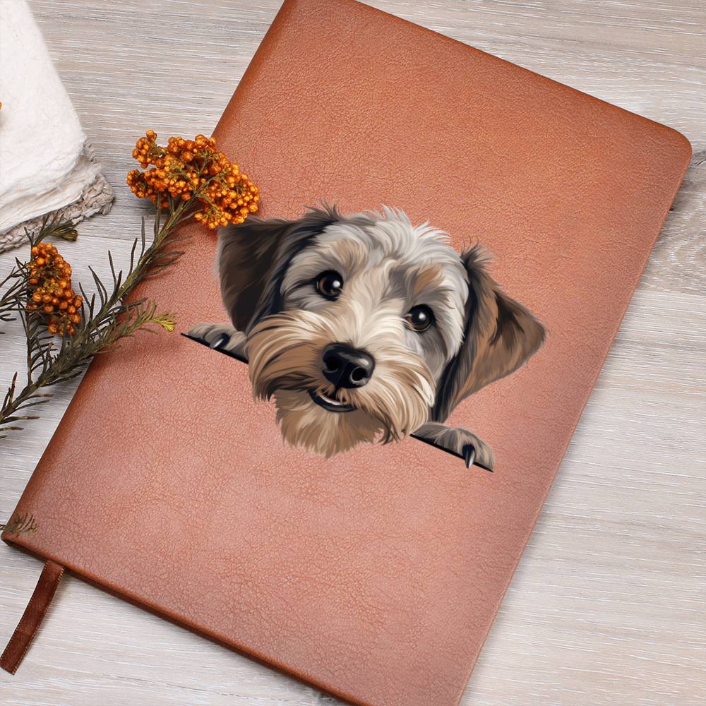 Dandie Dinmont Terrier Peeking - Vegan Leather Journal