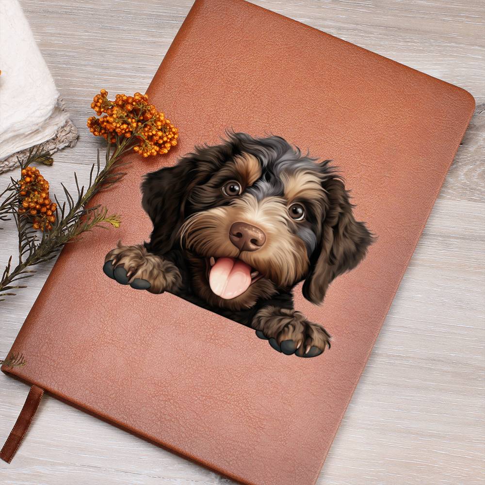 Barbet Peeking - Vegan Leather Journal