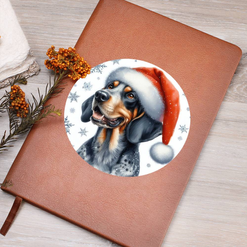 Christmas Dog - Bluetick Coonhound - Vegan Leather Journal