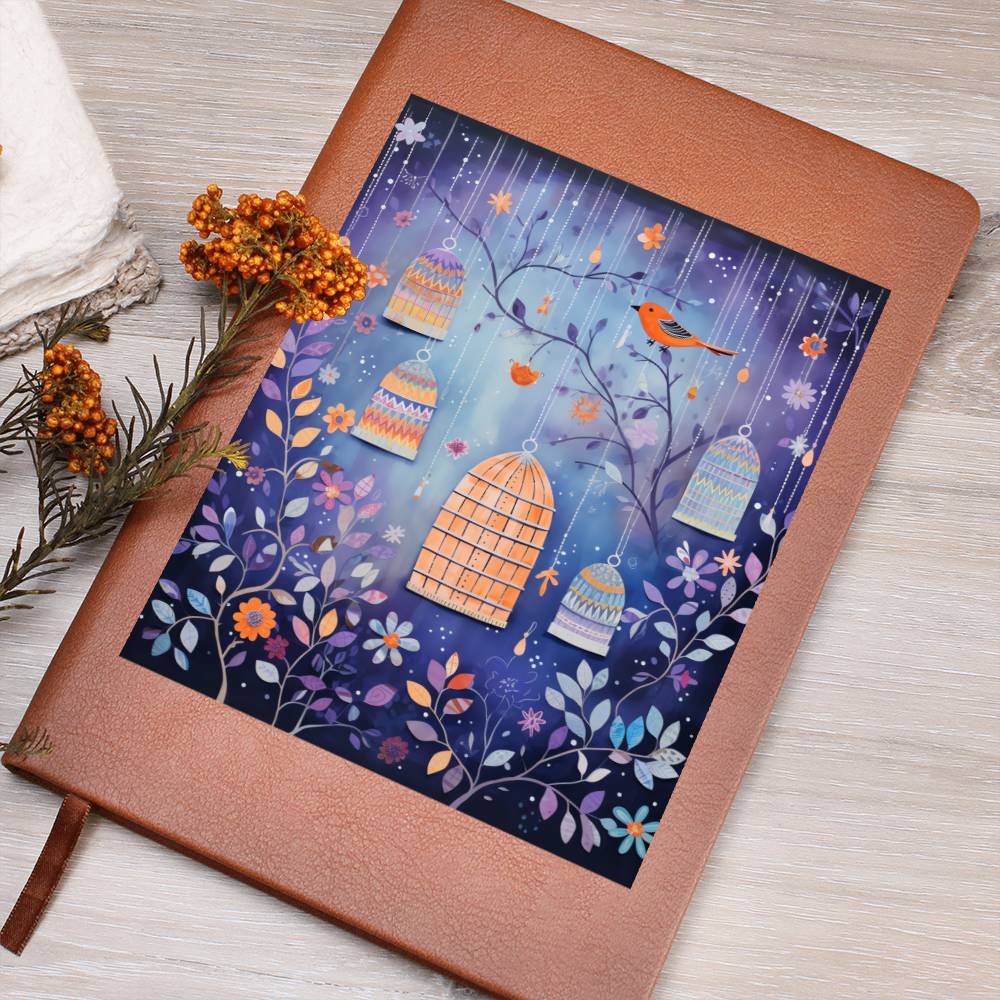 Birds And Floral Design 131 - Vegan Leather Journal