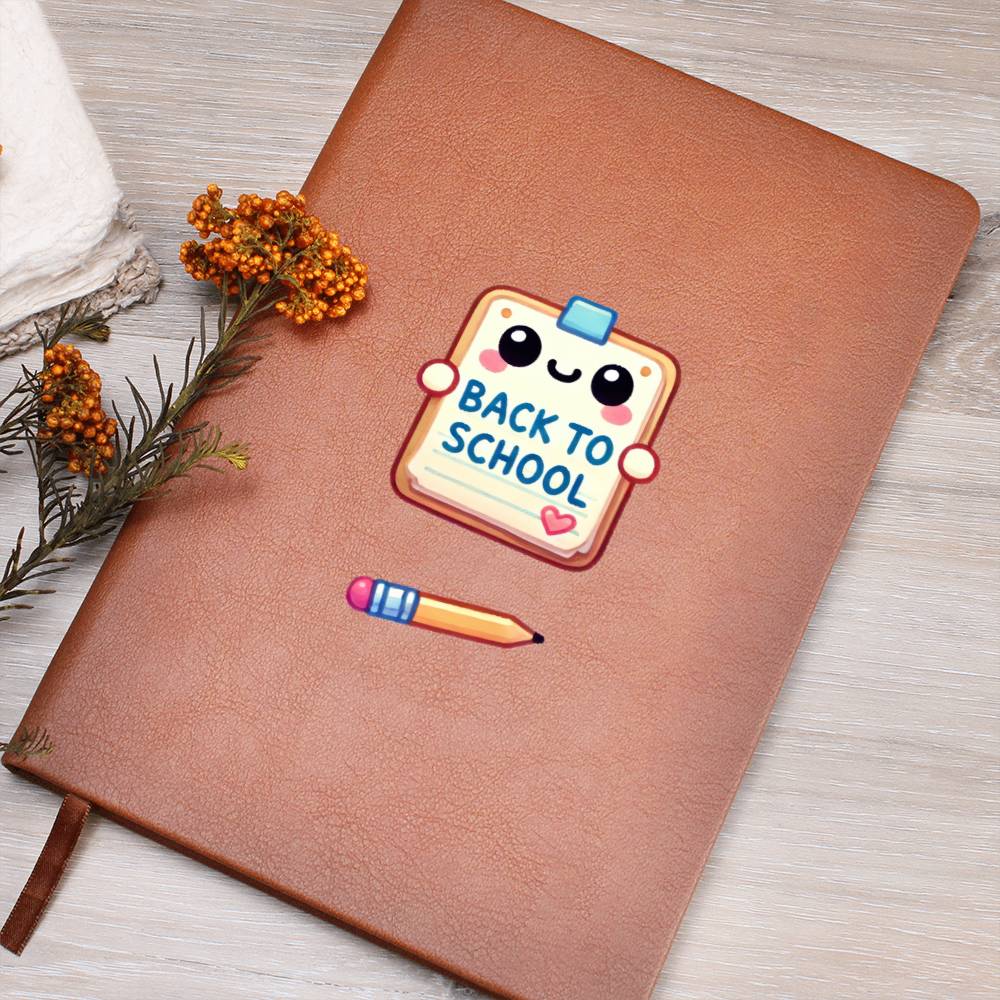 Cute Back to School Sticker 062 - Vegan Leather Journal