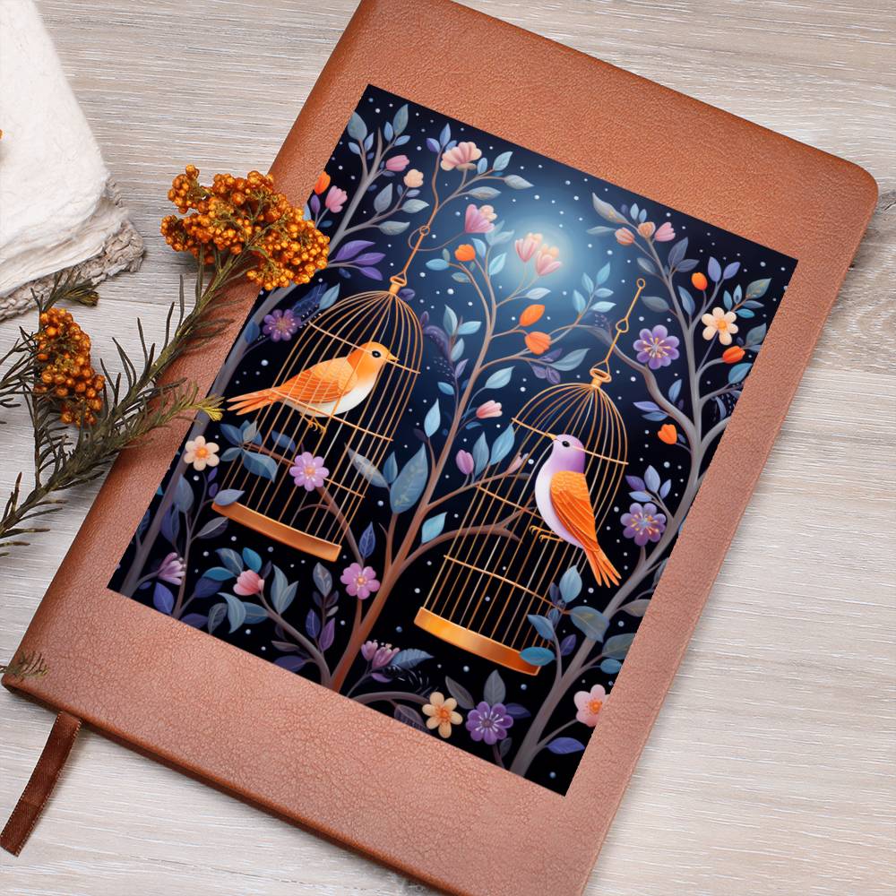 Birds And Floral Design 179 - Vegan Leather Journal