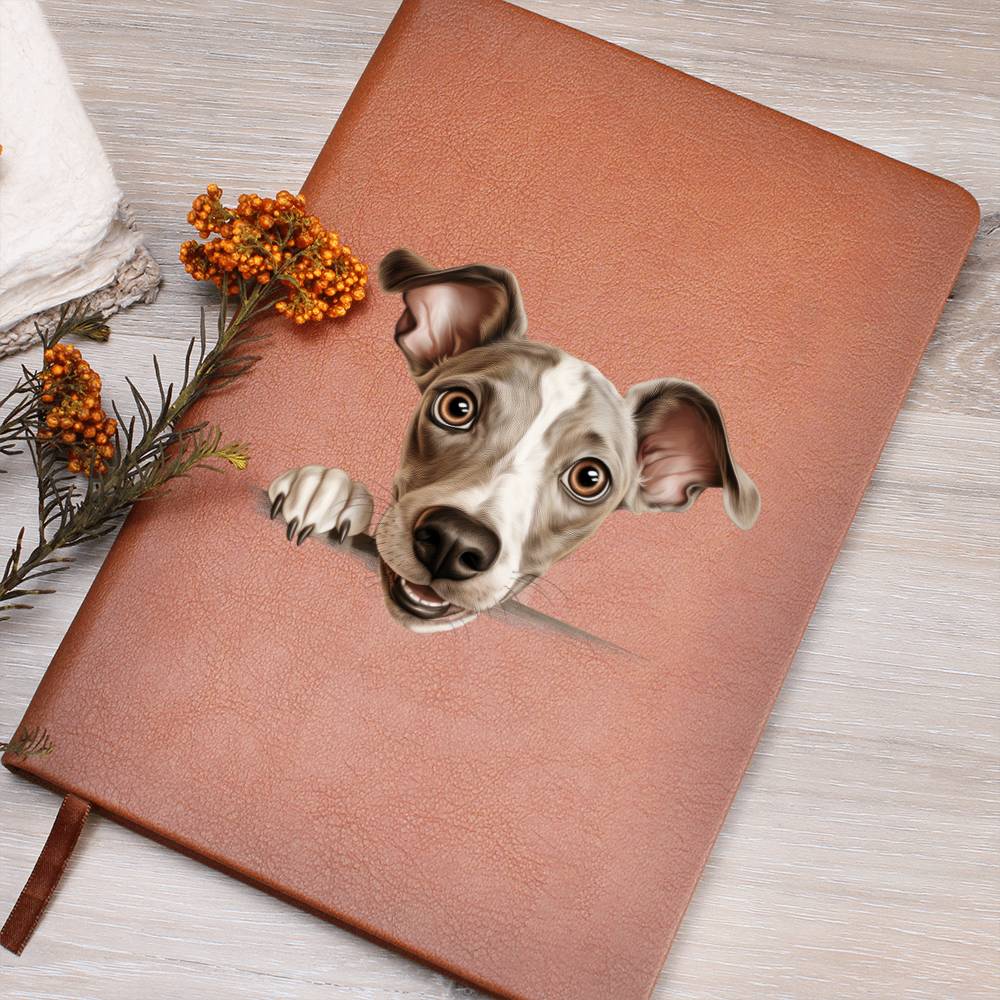 Italian Greyhound Peeking - Vegan Leather Journal
