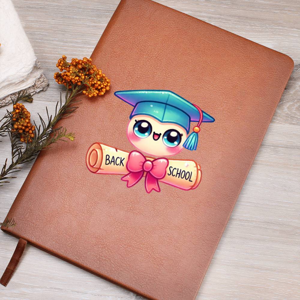 Cute Back to School Sticker 081 - Vegan Leather Journal